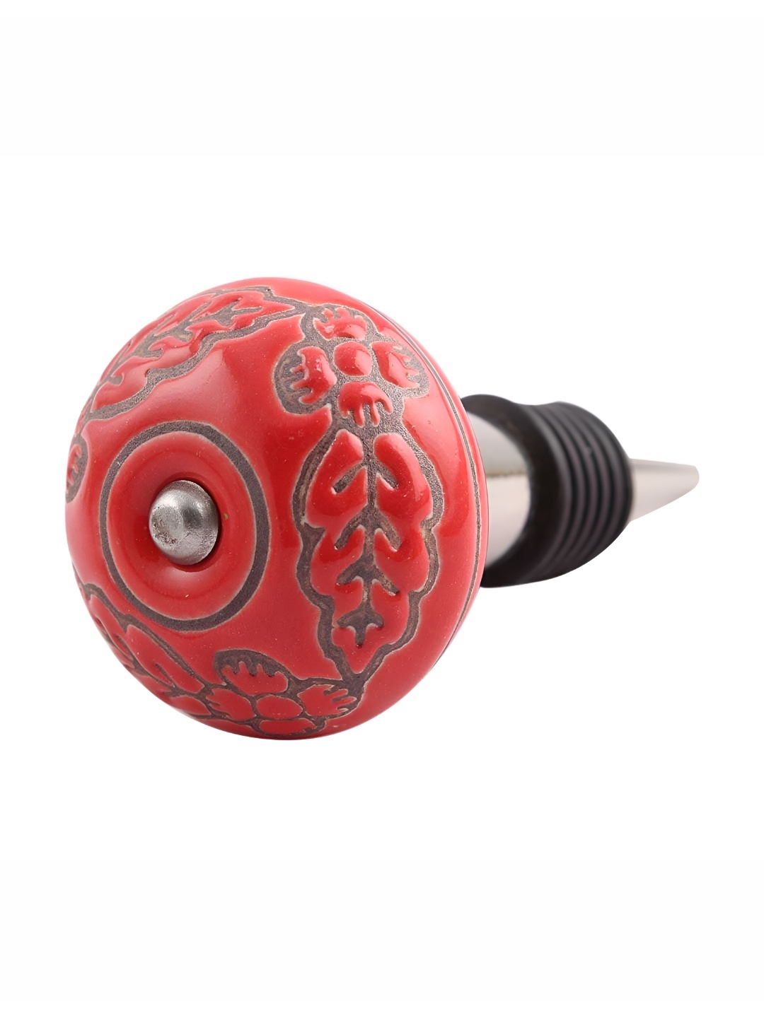 

Indianshelf Red Leaf Flower Ceramic Wine Bottle Stopper