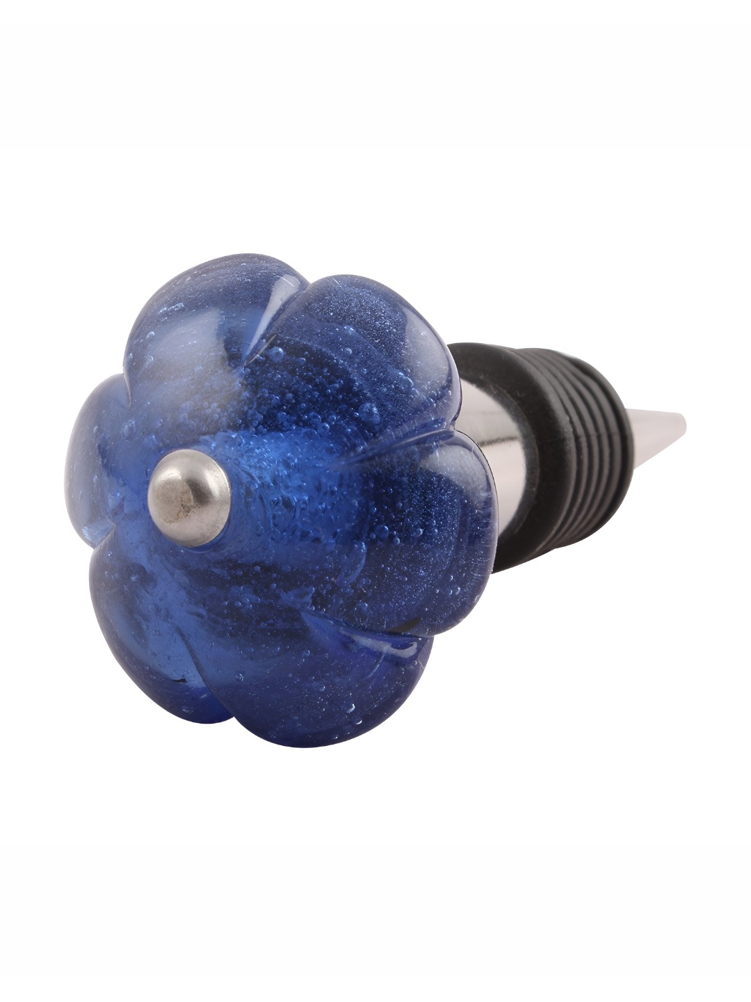 

Indianshelf Blue and Black Melon Flower Textured Glass Wine Bottle Stopper