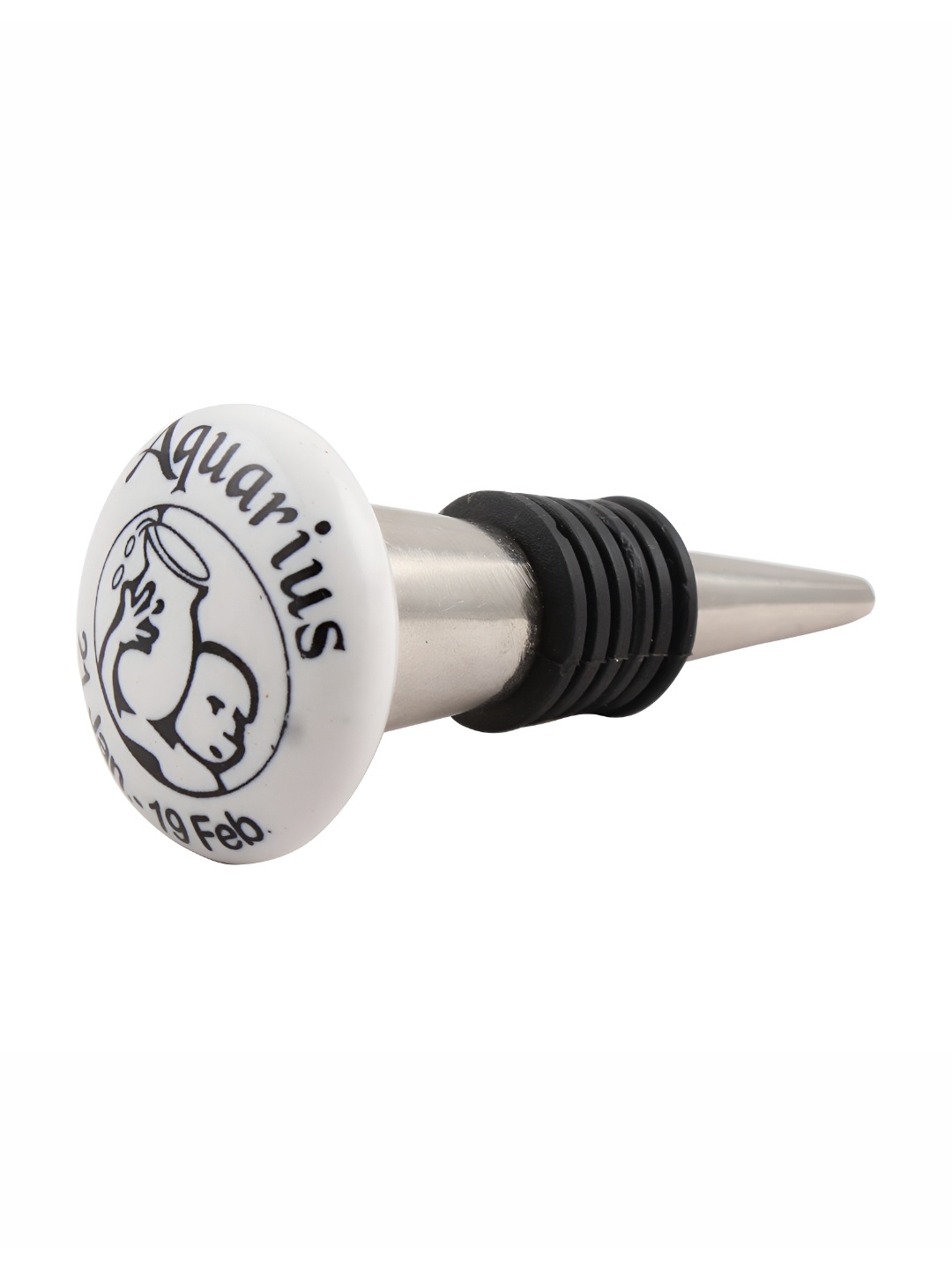 

Indianshelf White & Silver Toned Aquarius Printed Ceramic Wine Bottle Stopper