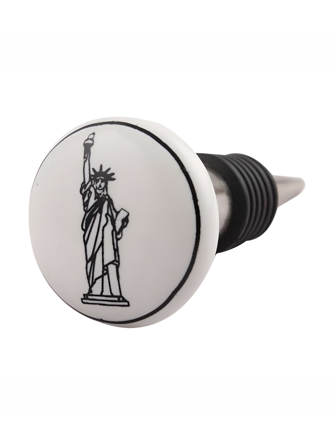 

Indianshelf White & Black Statue Of Liberty Printed Ceramic Wine Bottle Stopper