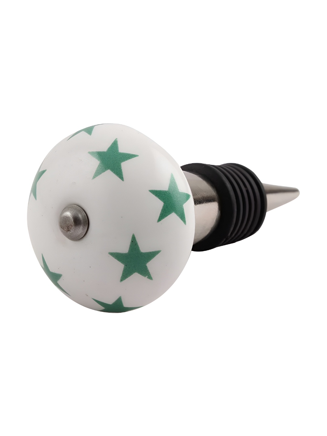 

Indianshelf Green & White Star Printed Ceramic Wine Bottle Stopper