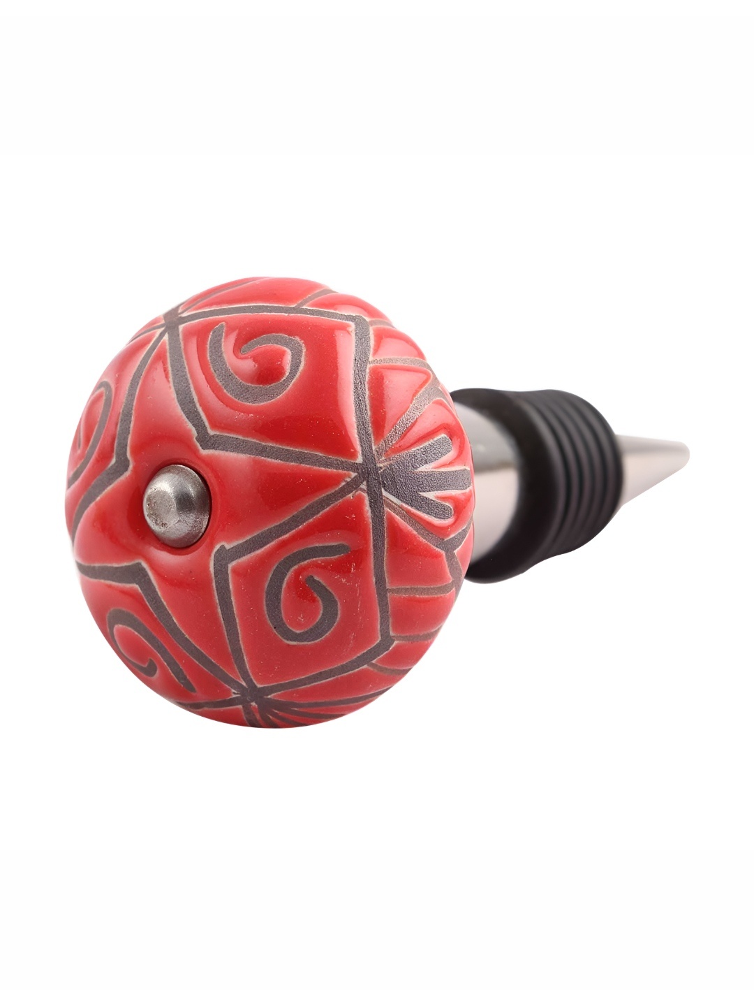 

Indianshelf Red and Brown Floral Textured Ceramic Wine Bottle Stopper