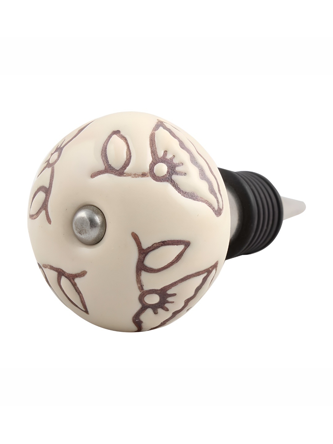 

Indianshelf Cream Colored & Brown Printed Ceramic Wine Bottle Stopper