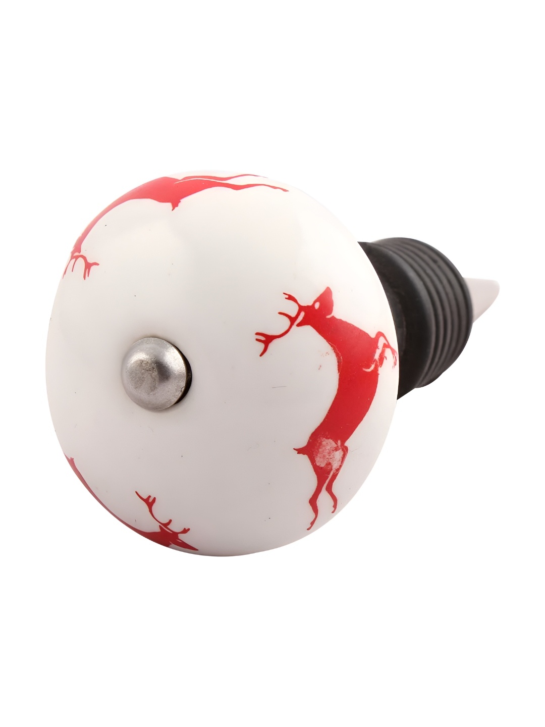 

Indianshelf Red & White Printed Ceramic Wine Bottle Stopper