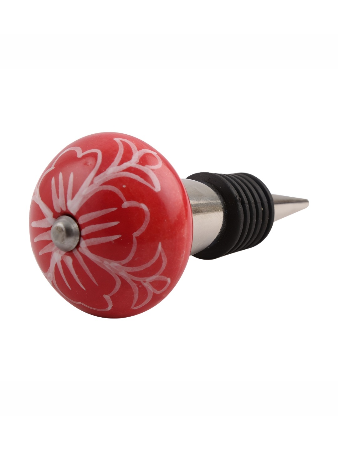 

Indianshelf Red & White Gloriosa Printed Ceramic Wine Bottle Stopper
