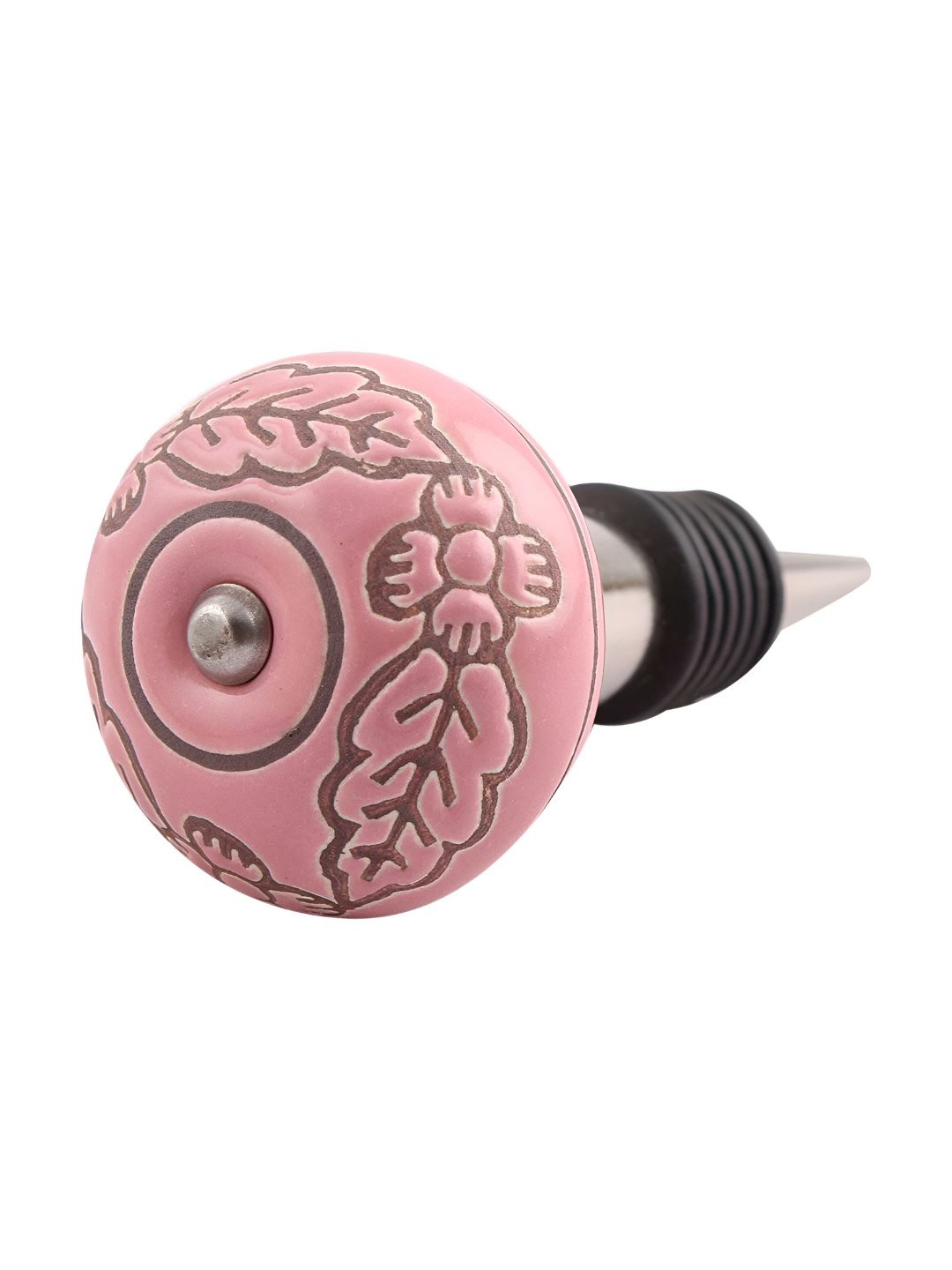 

Indianshelf Pink & Grey Printed Ceramic Wine Bottle Stopper