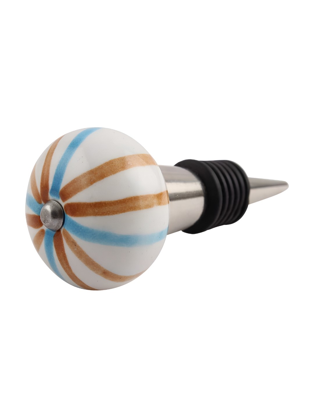 

Indianshelf White & Brown Rays Printed Ceramic Wine Bottle Stopper