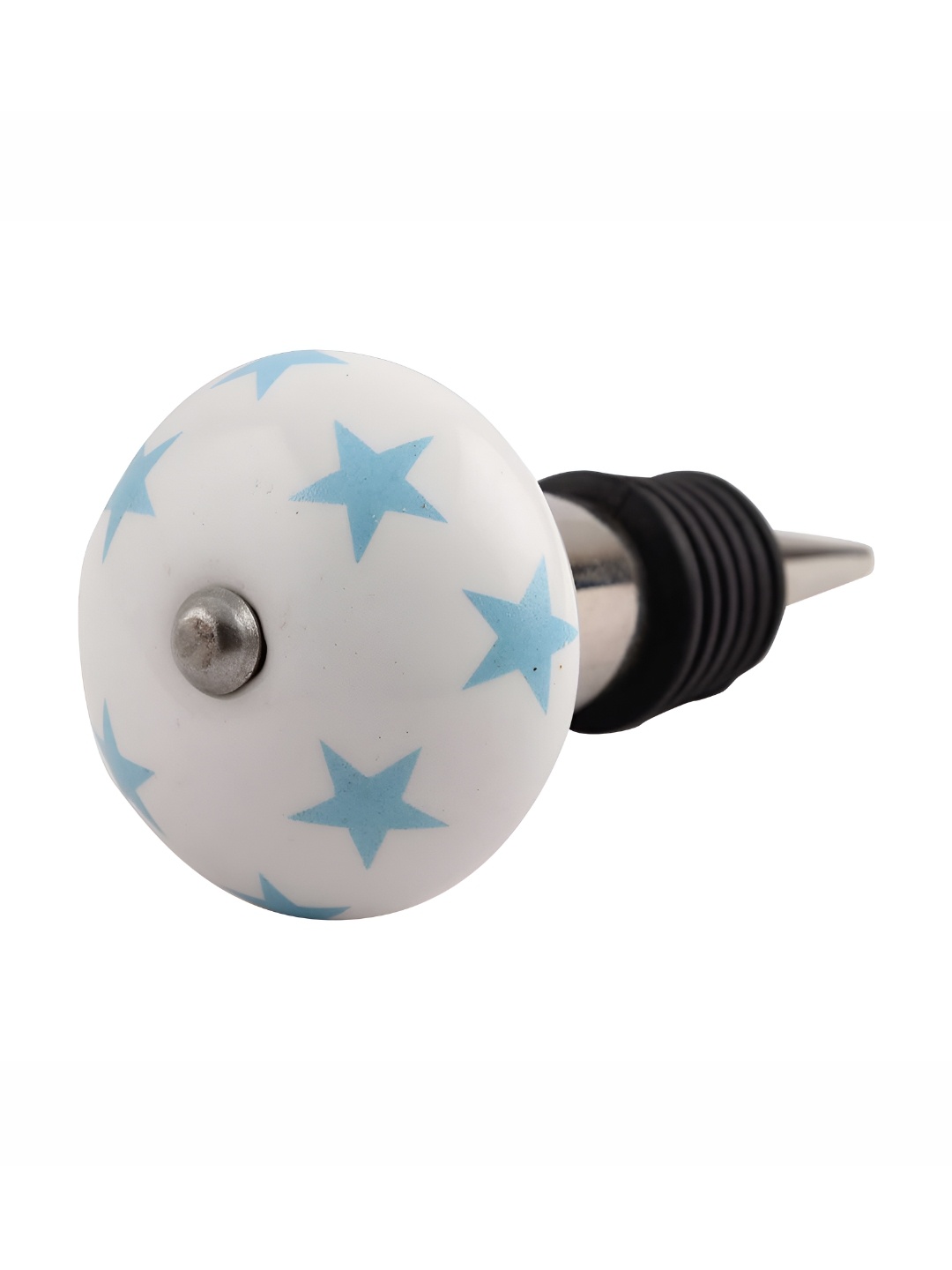 

Indianshelf White & Blue Printed Ceramic Wine Bottle Stopper