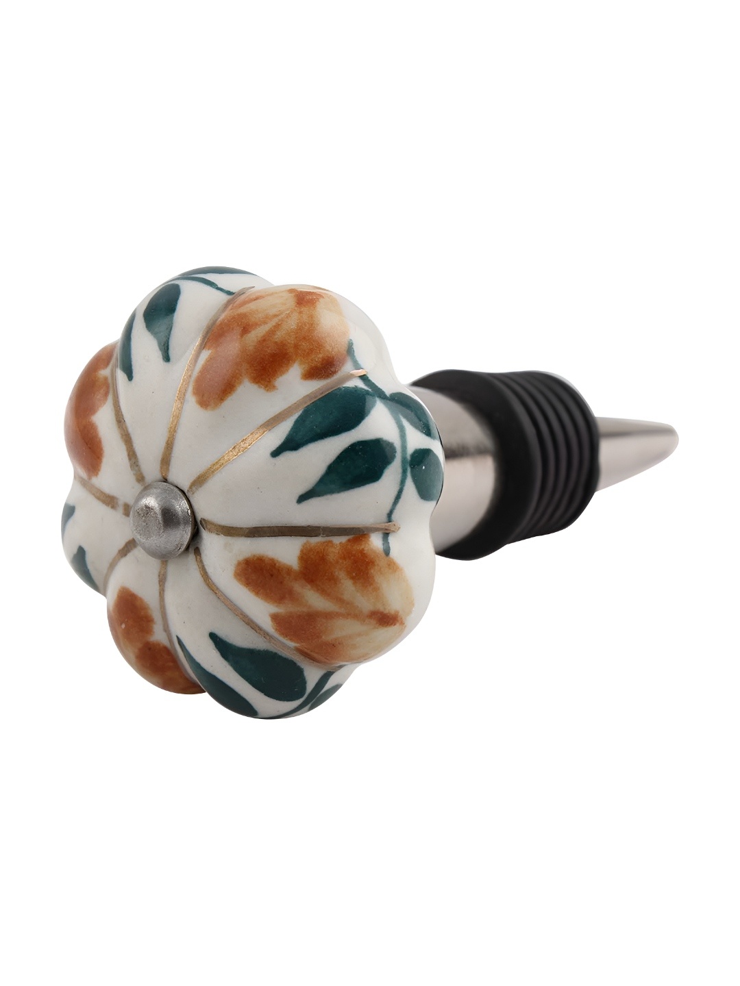 

Indianshelf White & Brown Floral Printed Ceramic Wine Bottle Stopper