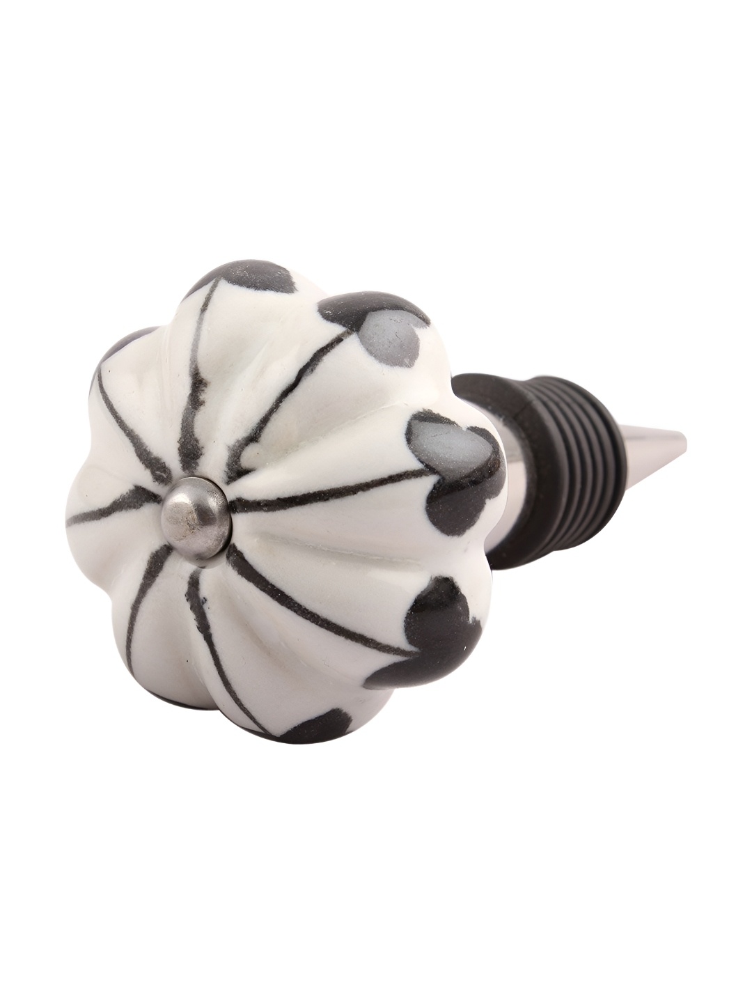 

Indianshelf Leaf Melon White & Black Printed Ceramic Wine Bottle Stopper