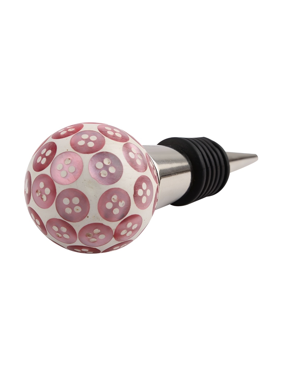 

Indianshelf Pink and White Button Printed Resin Wine Bottle Stopper