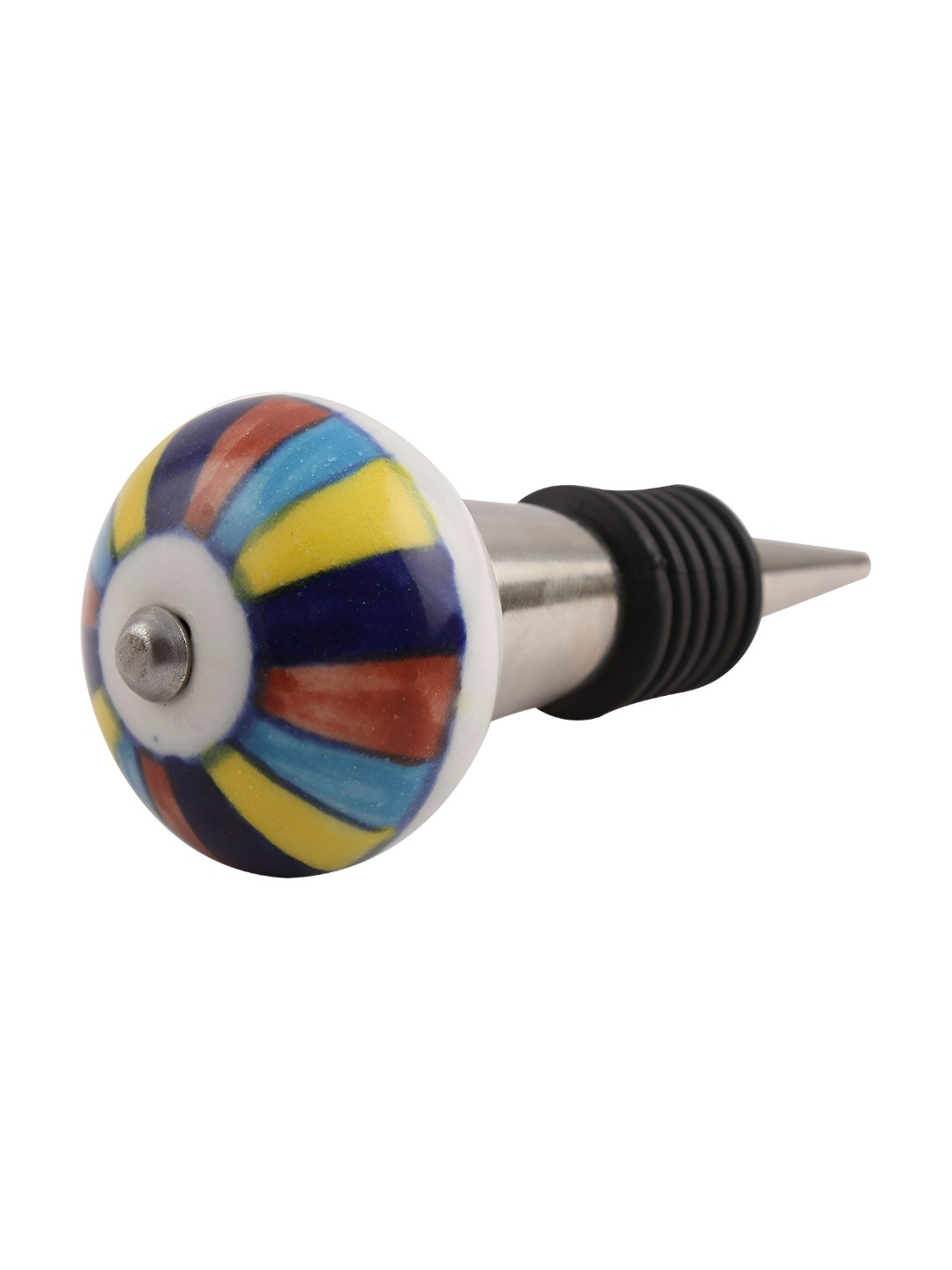 

Indianshelf White & Yellow Printed Ceramic Wine Bottle Stopper