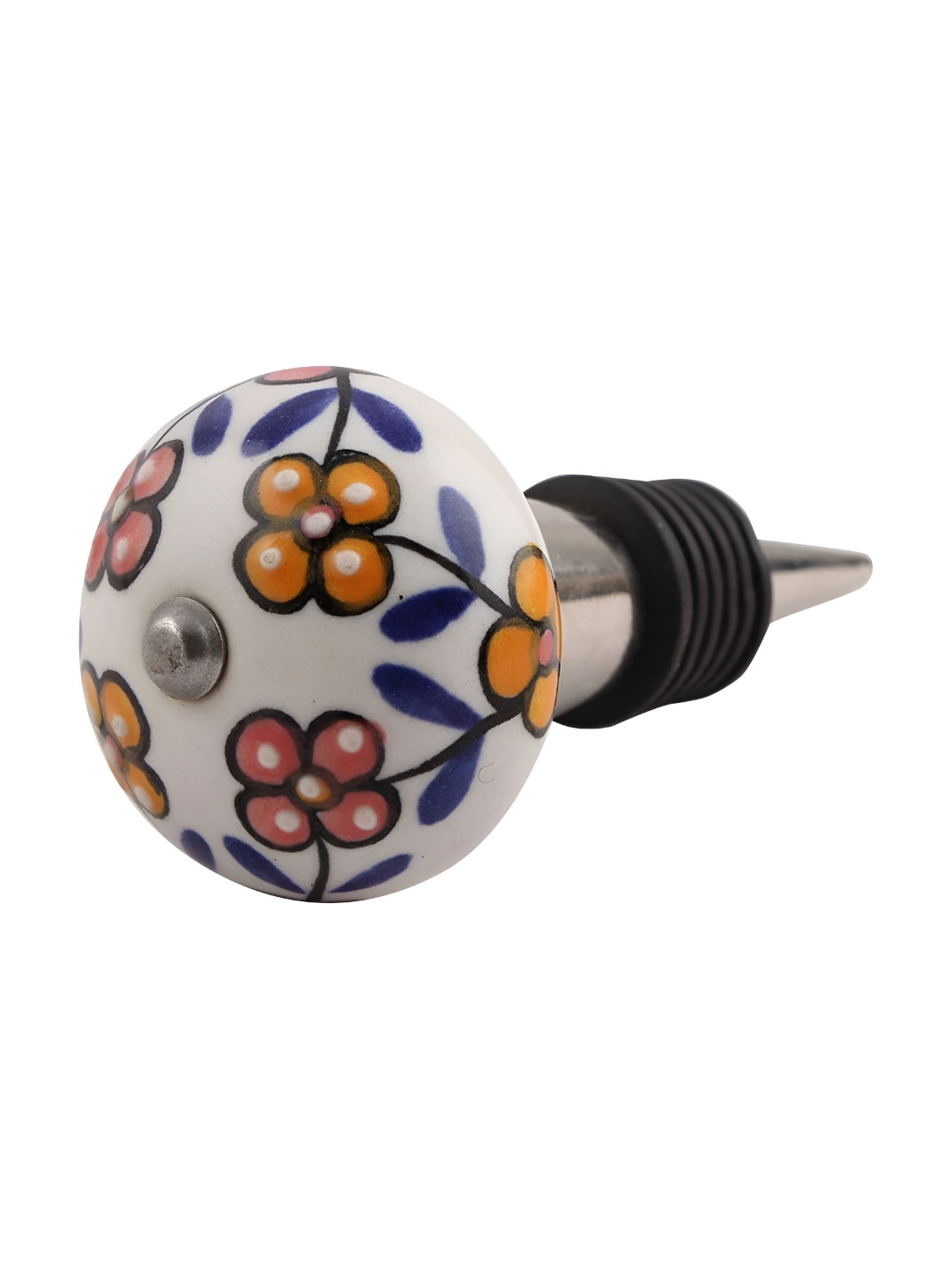 

Indianshelf Mustard & Blue Printed Ceramic Wine Bottle Stopper