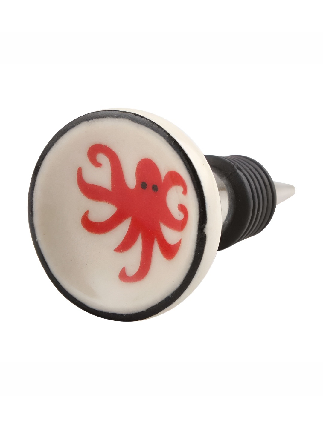

Indianshelf Red & White Printed Ceramic Wine Bottle Stopper
