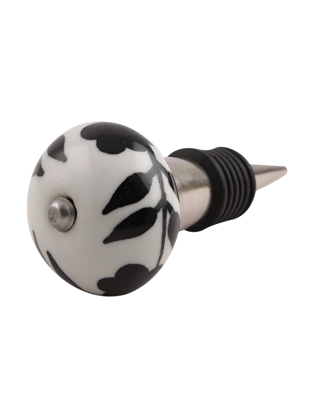 

Indianshelf White & Black Floral Printed Day Night Ceramic Wine Bottle Stopper