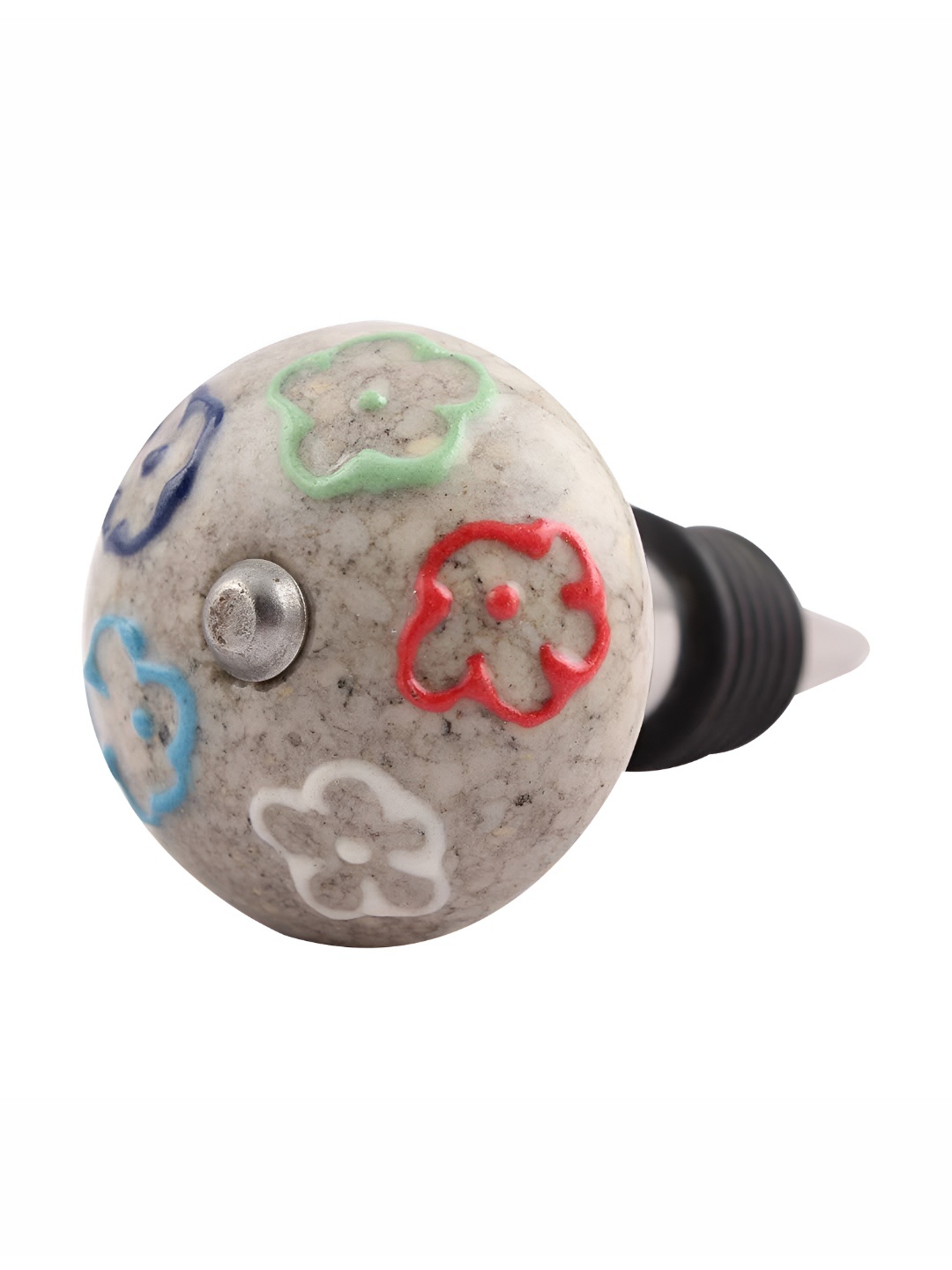 

Indianshelf Grey & Red Floral Printed Ceramic Wine Bottle Stopper