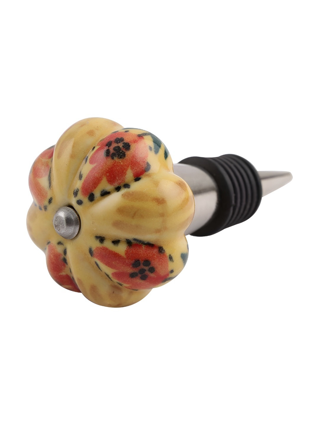 

Indianshelf Yellow & Black Printed Ceramic Wine Bottle Stopper