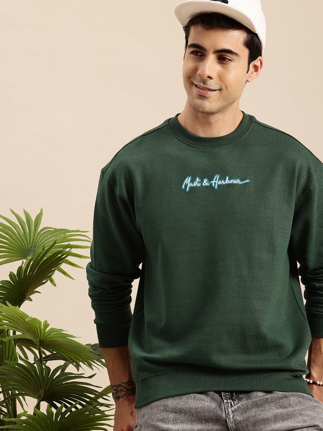 

Mast & Harbour Brand Logo Printed Sweatshirt, Green