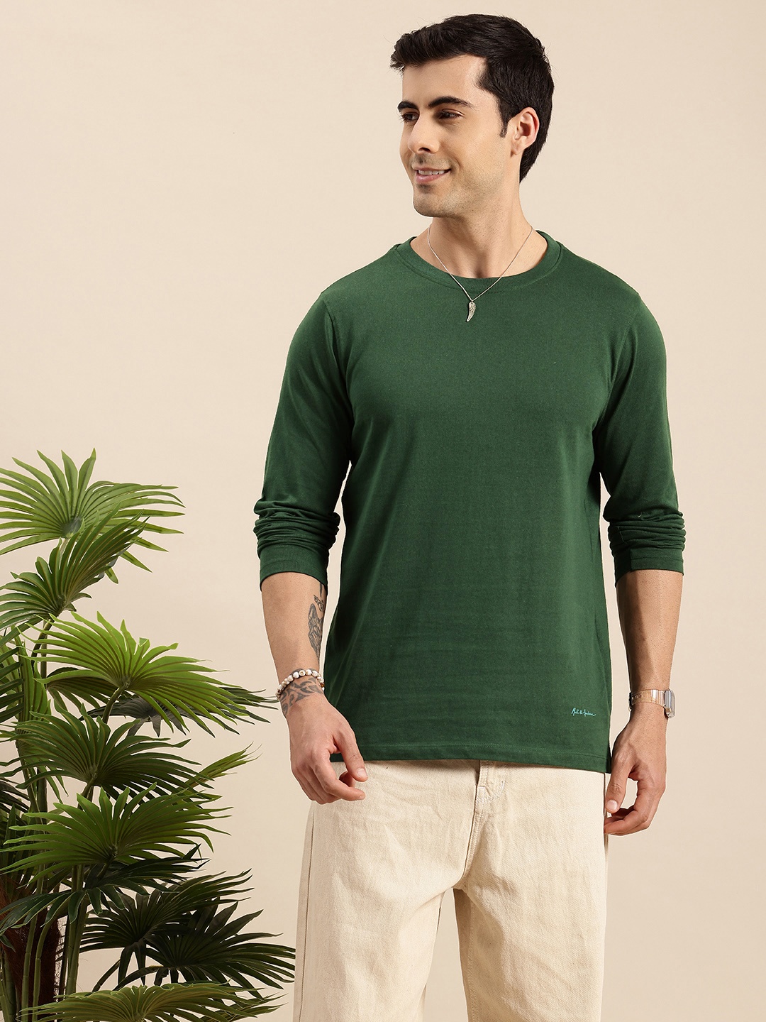 

Mast & Harbour Round Neck Long Sleeves T-shirt, Green
