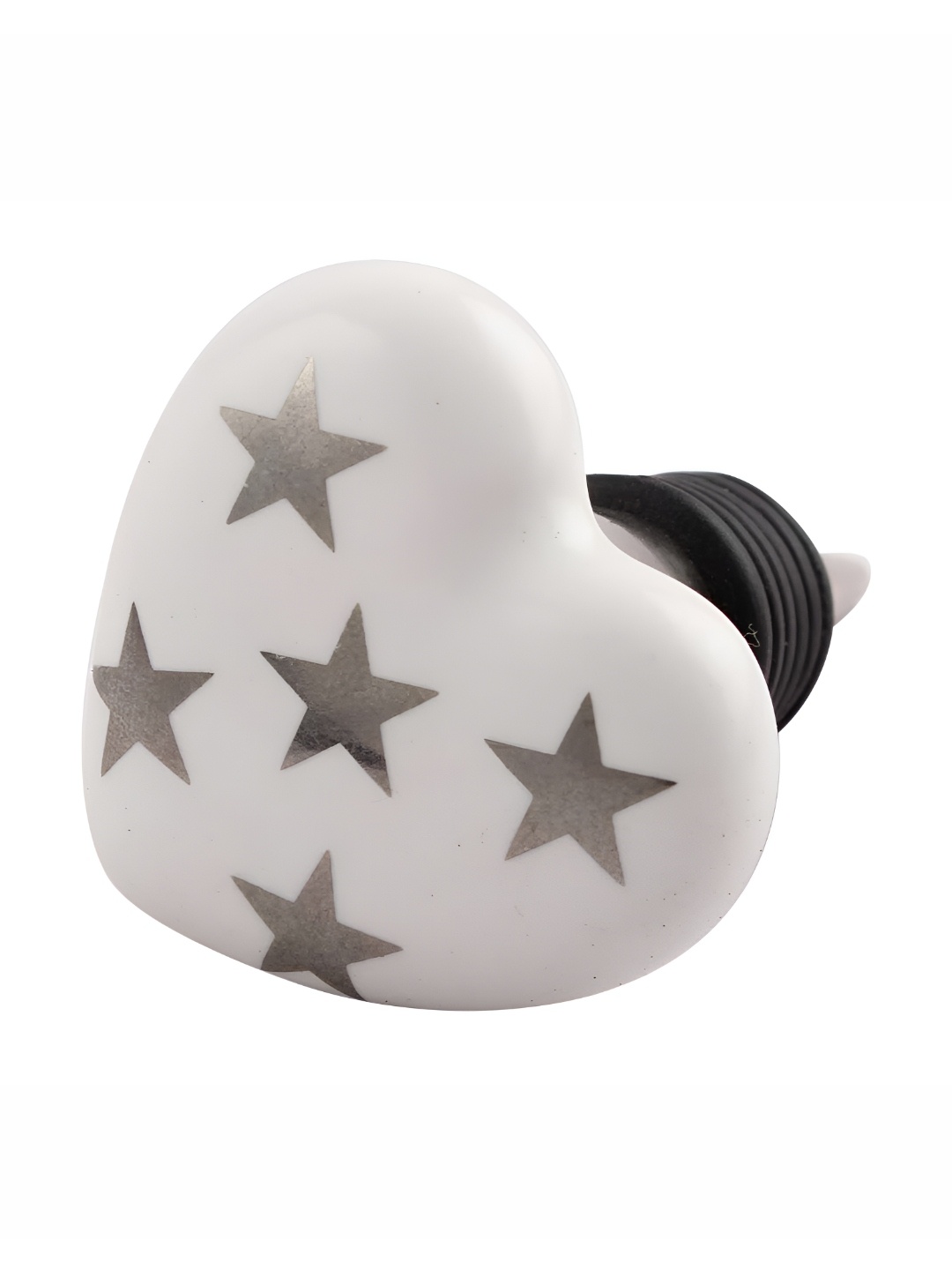

Indianshelf Silver Toned & White Printed Ceramic Wine Bottle Stopper