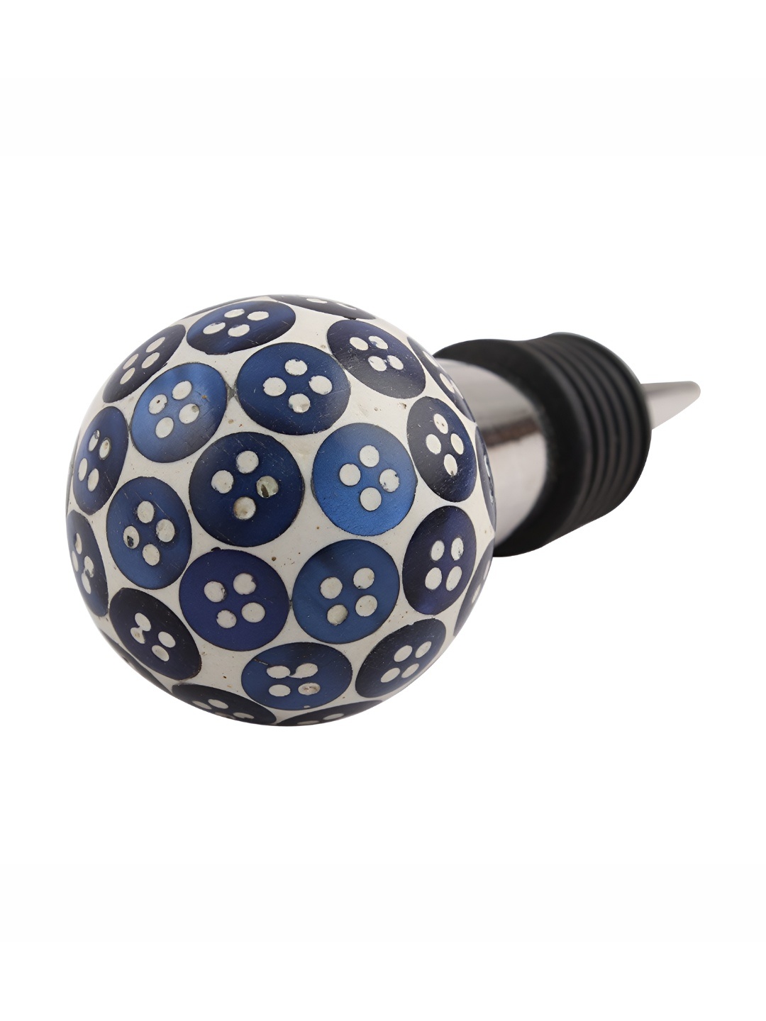 

Indianshelf Blue & White Button Printed Wine Bottle Stopper