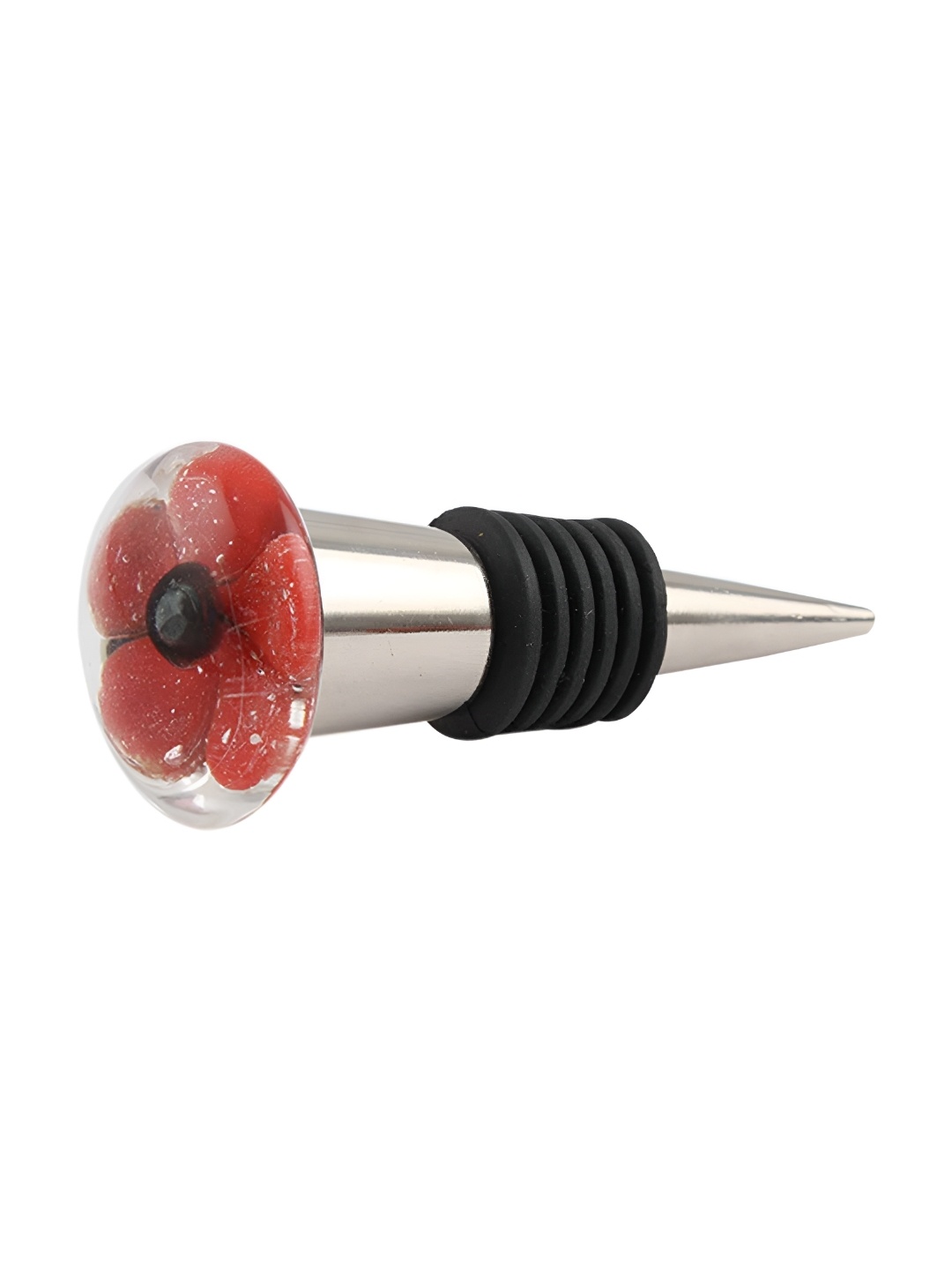 

Indianshelf Red and Steel Flower Printed Glass Wine Bottle Stopper