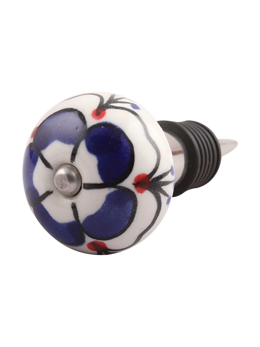 

Indianshelf Blue and White Floral Printed Ceramic Wine Bottle Stopper