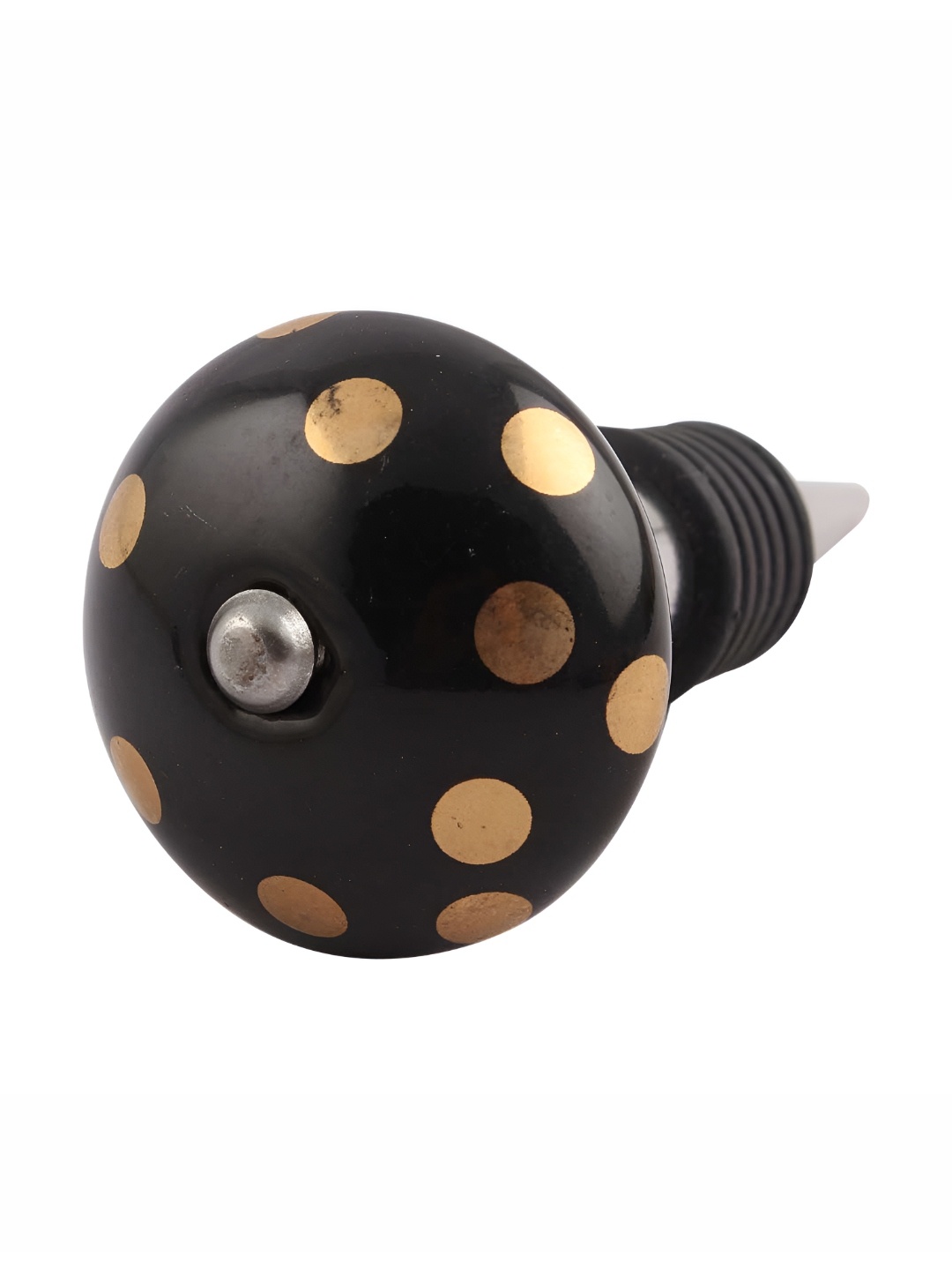 

Indianshelf Gold Toned & Black Printed Ceramic Wine Bottle Stopper