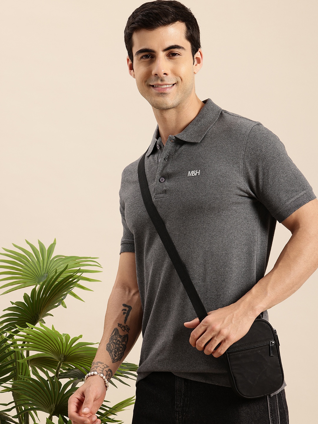 

Mast & Harbour Polo Collar T-shirt, Grey
