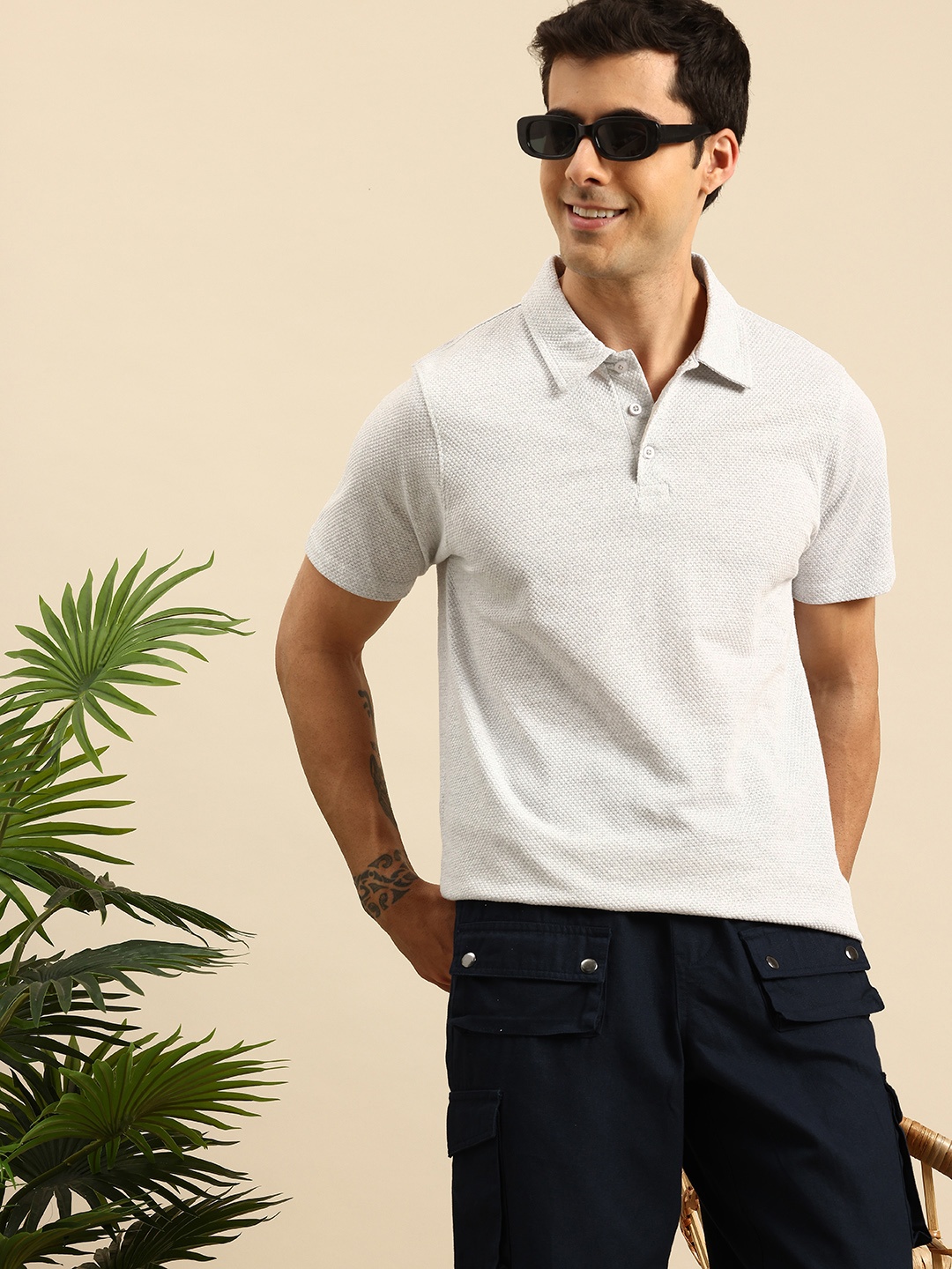 

Mast & Harbour Self Designed Polo Collar T-shirt, Grey