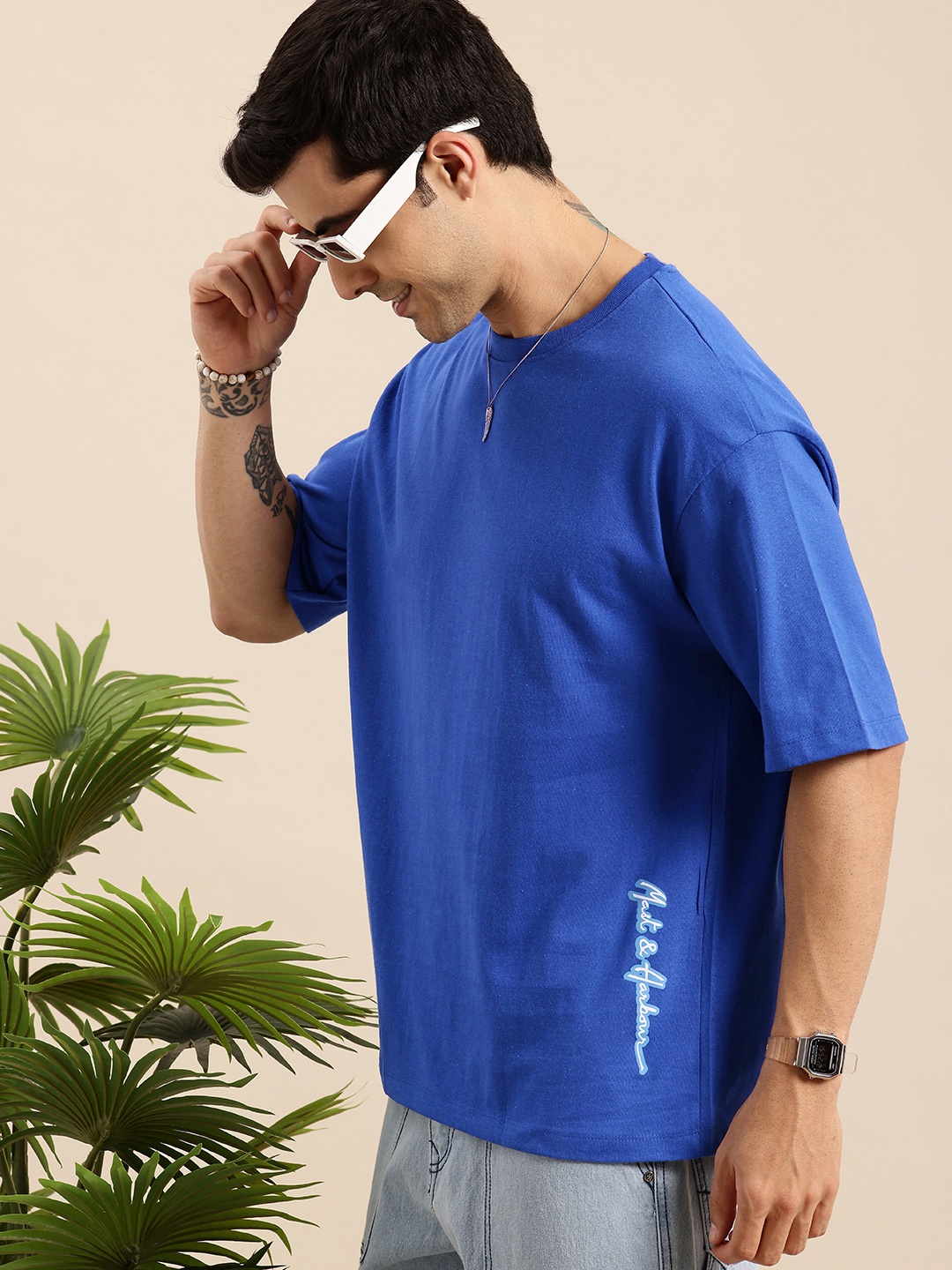 

Mast & Harbour Relaxed Fit Round Neck T-shirt, Blue