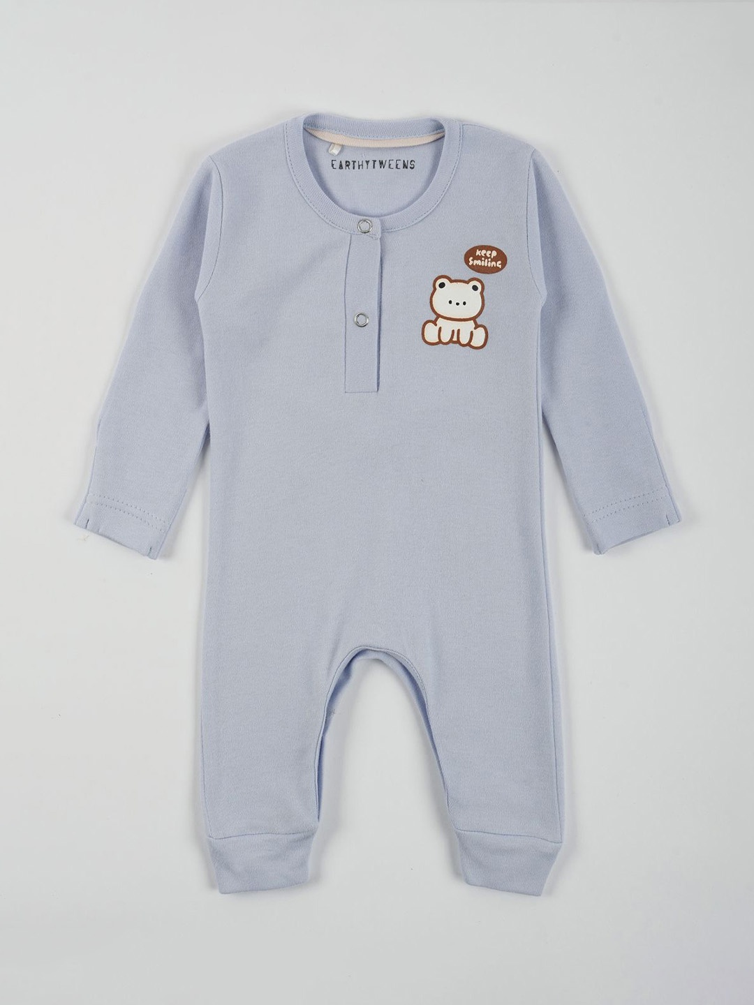 

EARTHY TWEENS Infants Cotton Printed Rompers, Blue