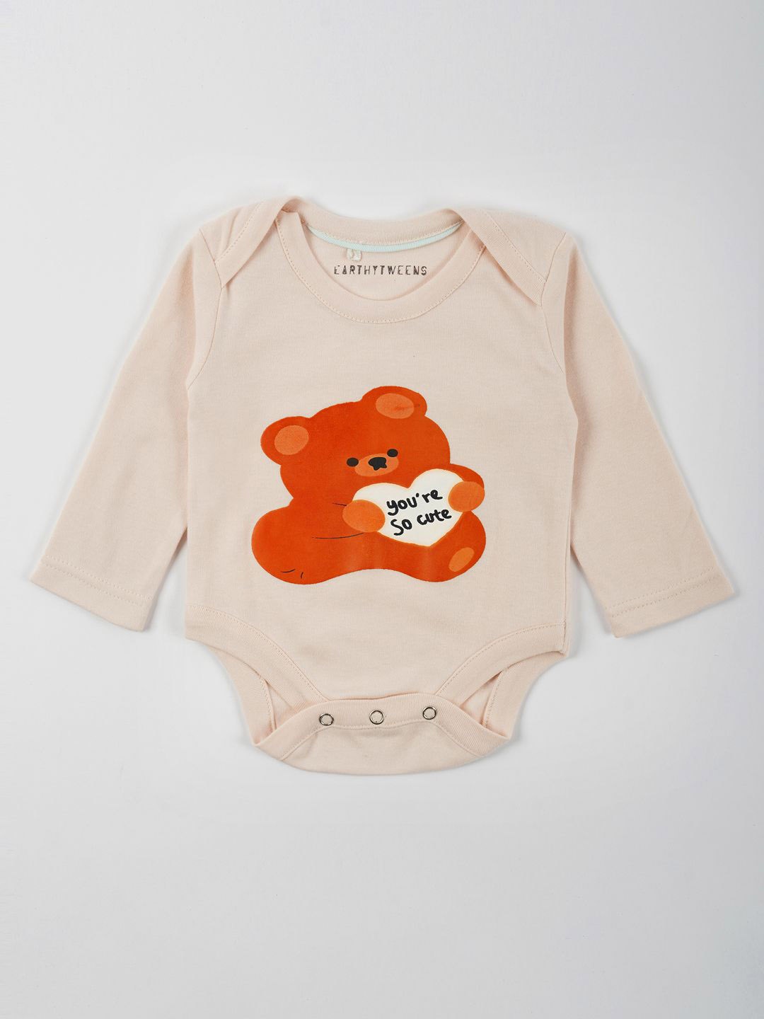 

EARTHY TWEENS Kids Printed Cotton Bodysuit, Peach