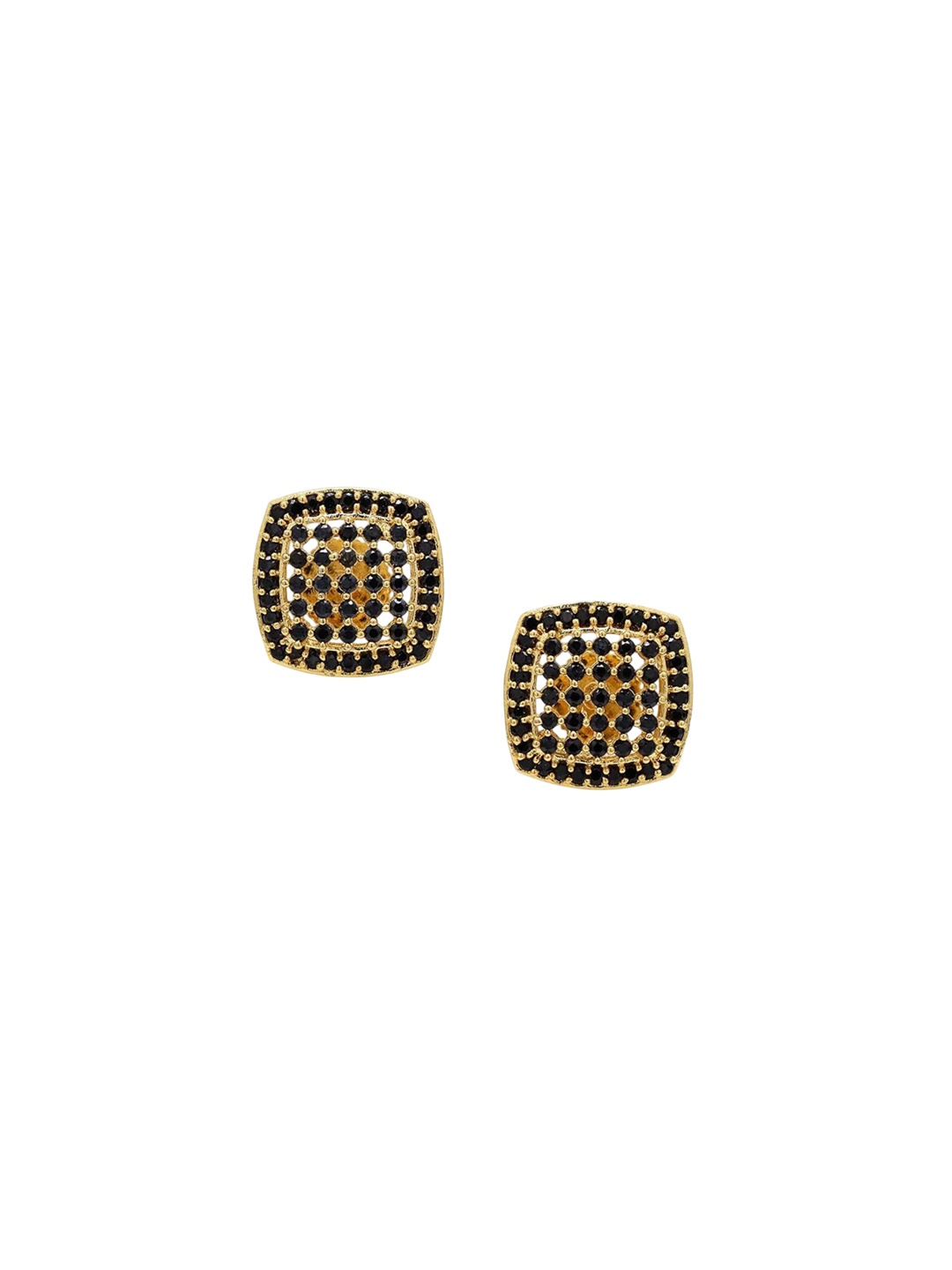 

Kezlin Gold-Plated American Diamond Stones Square Shaped Studs, Black