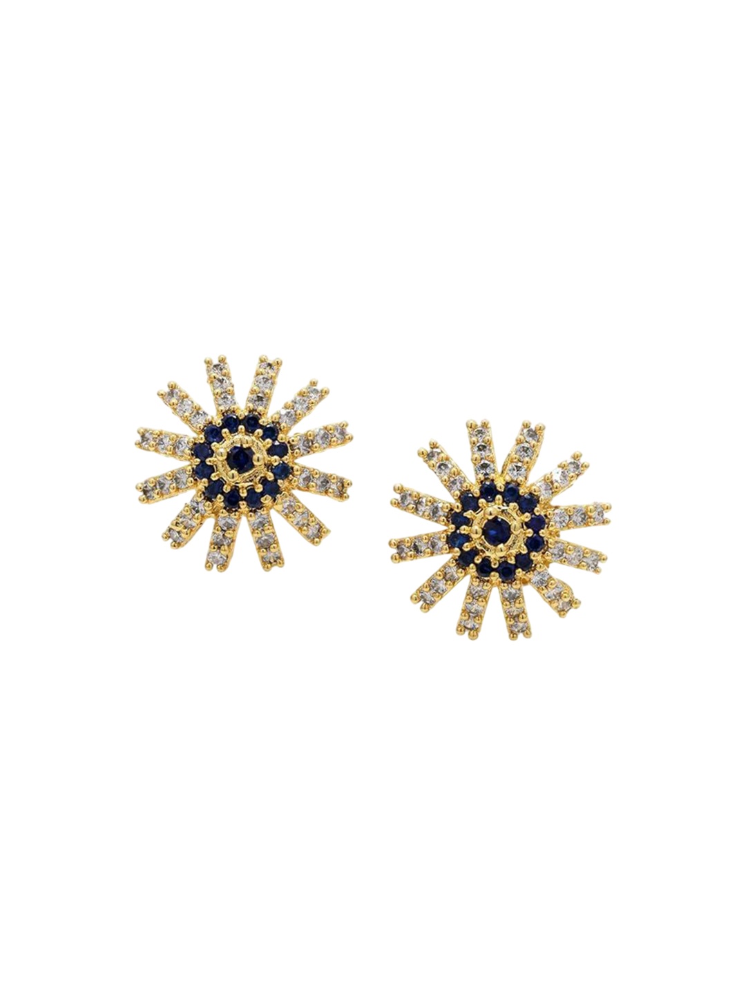 

Kezlin Gold-plated American Diamond Stones Studded Floral Shaped Studs, Navy blue