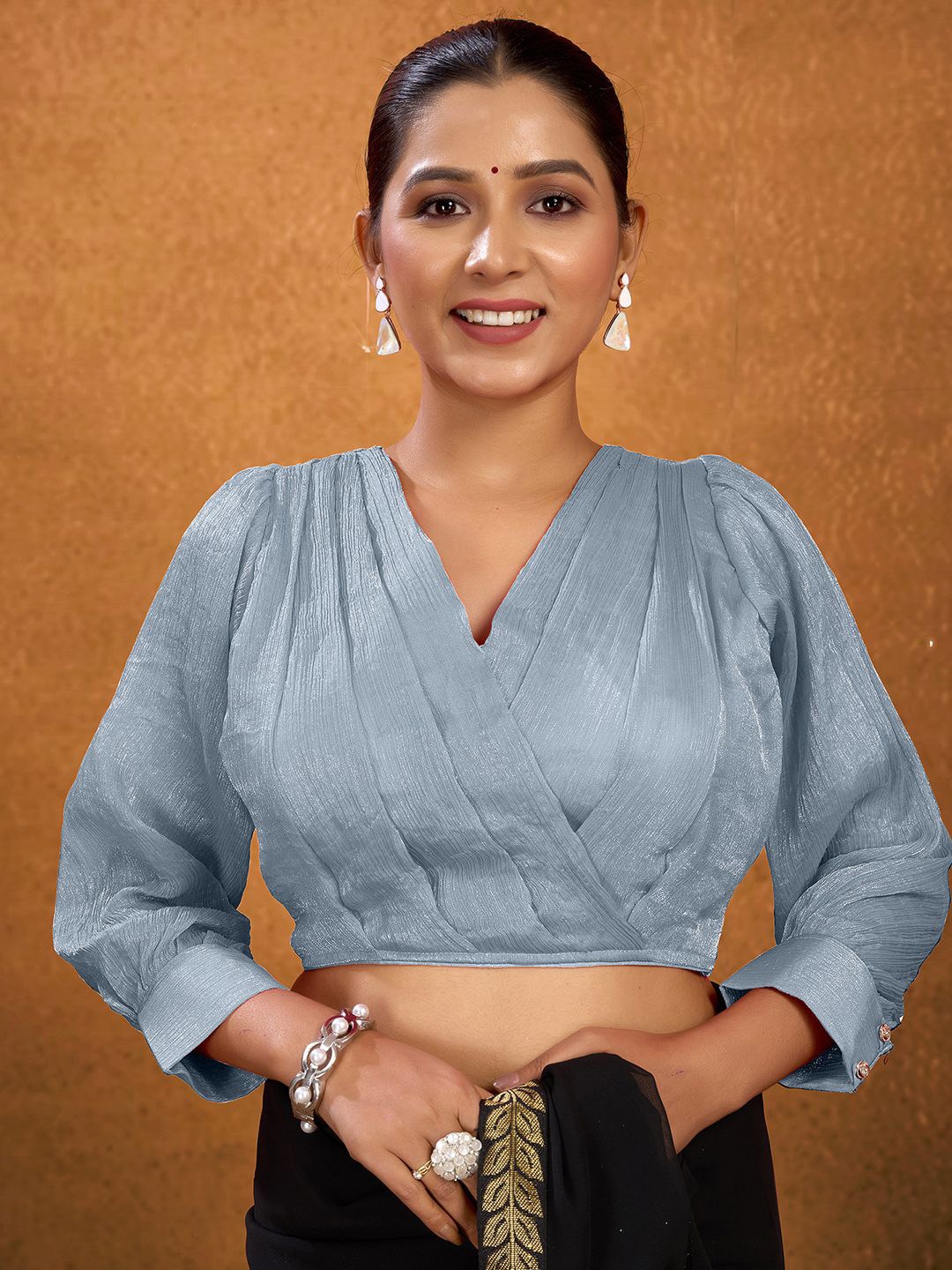 

KALINI Women Fully stitched Padded Saree Blouse, Grey