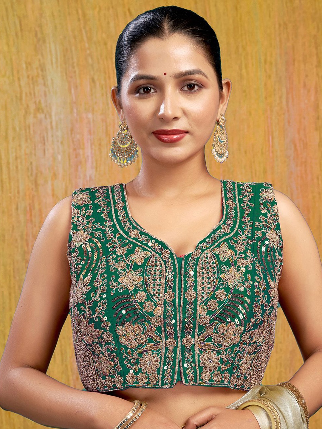 

KALINI Embellished Padded Ready To Wear Blouse, Green