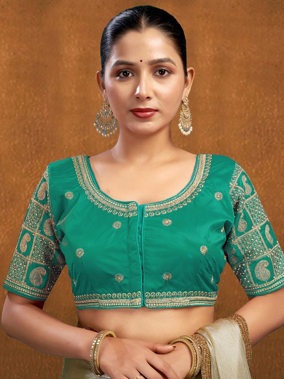 

KALINI Embroidered Padded Blouse, Green
