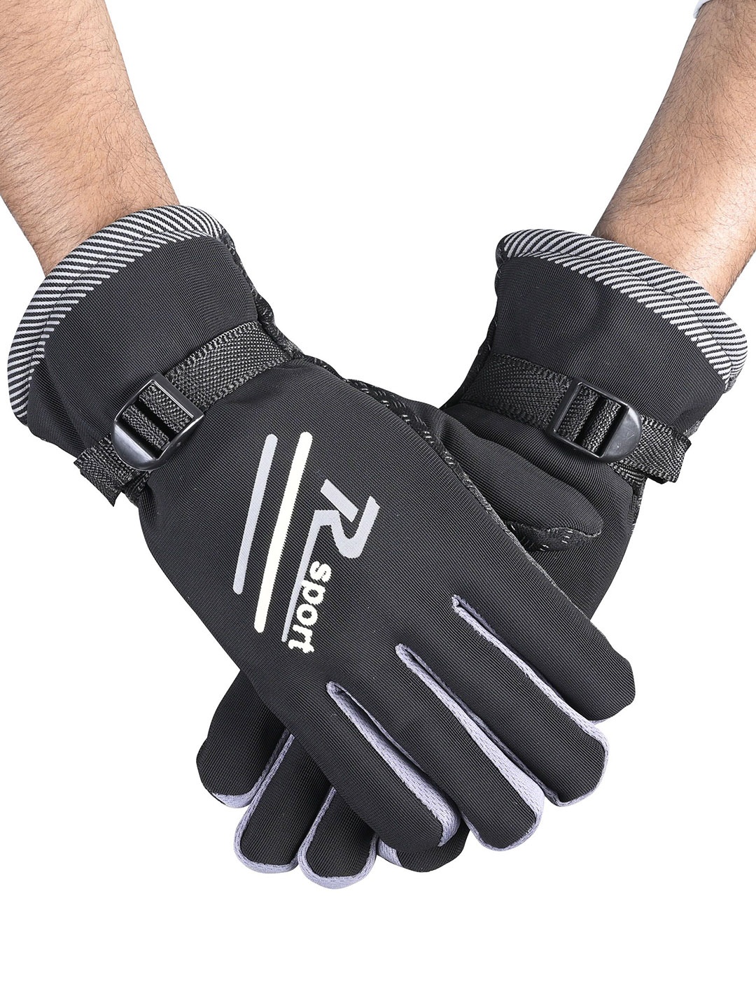 

Calvadoss Men Patterned Winter Gloves, Black