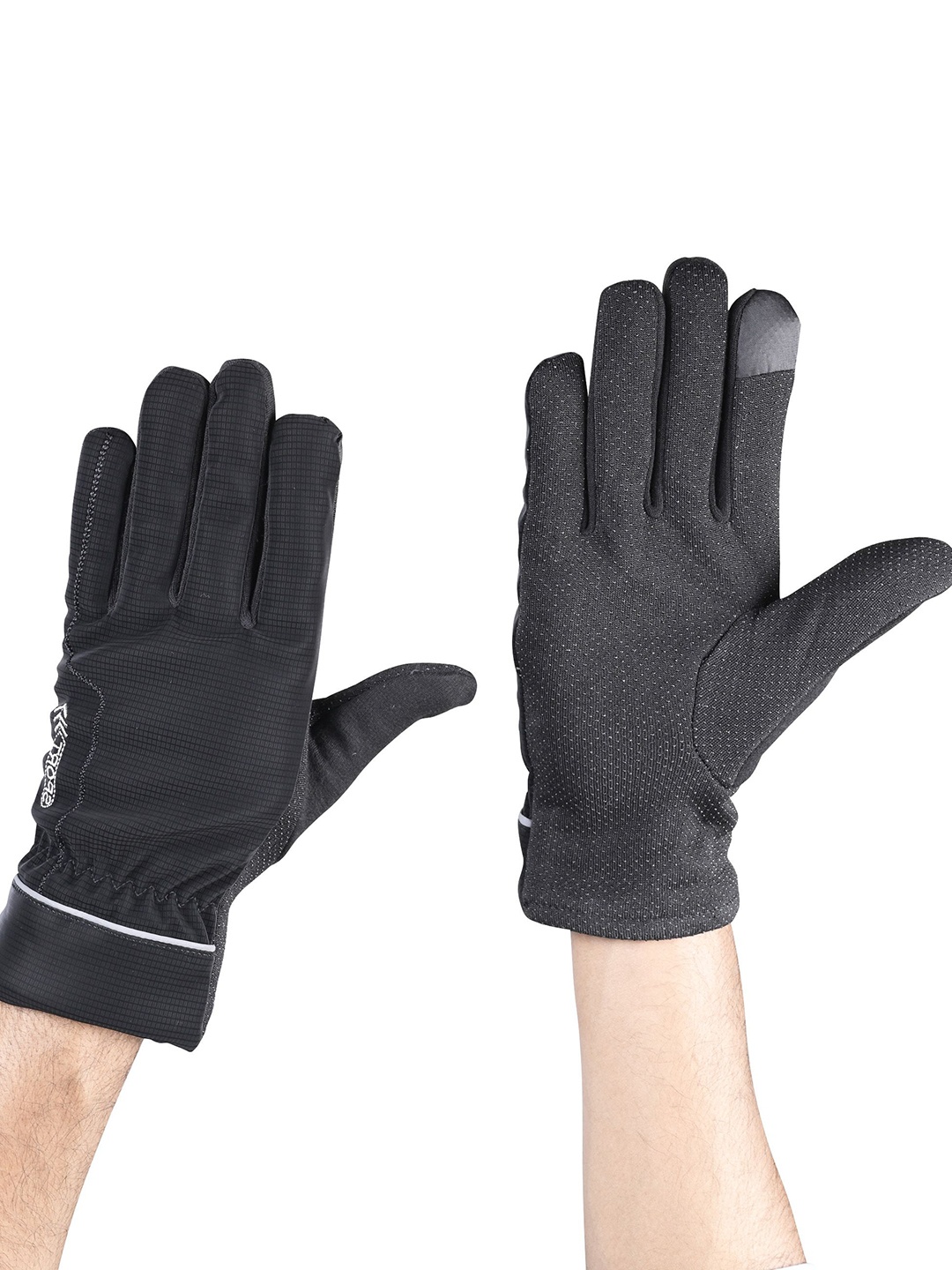 

Calvadoss Men Patterned Winter Gloves, Black