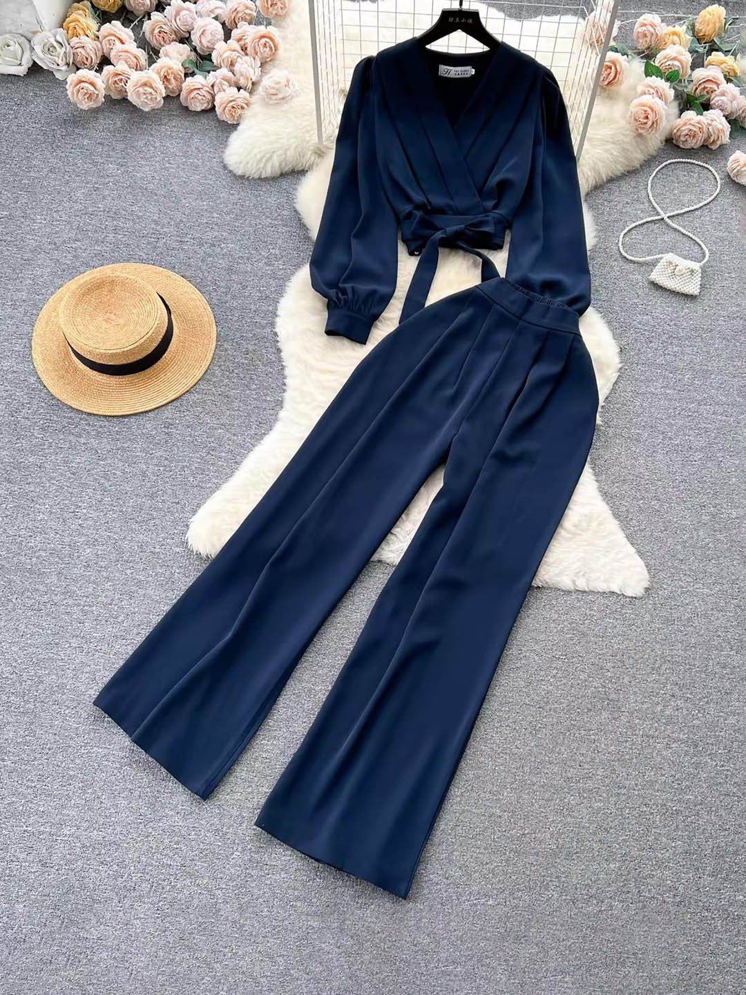 

Errabelly Top With Trouser Co-Ords, Navy blue