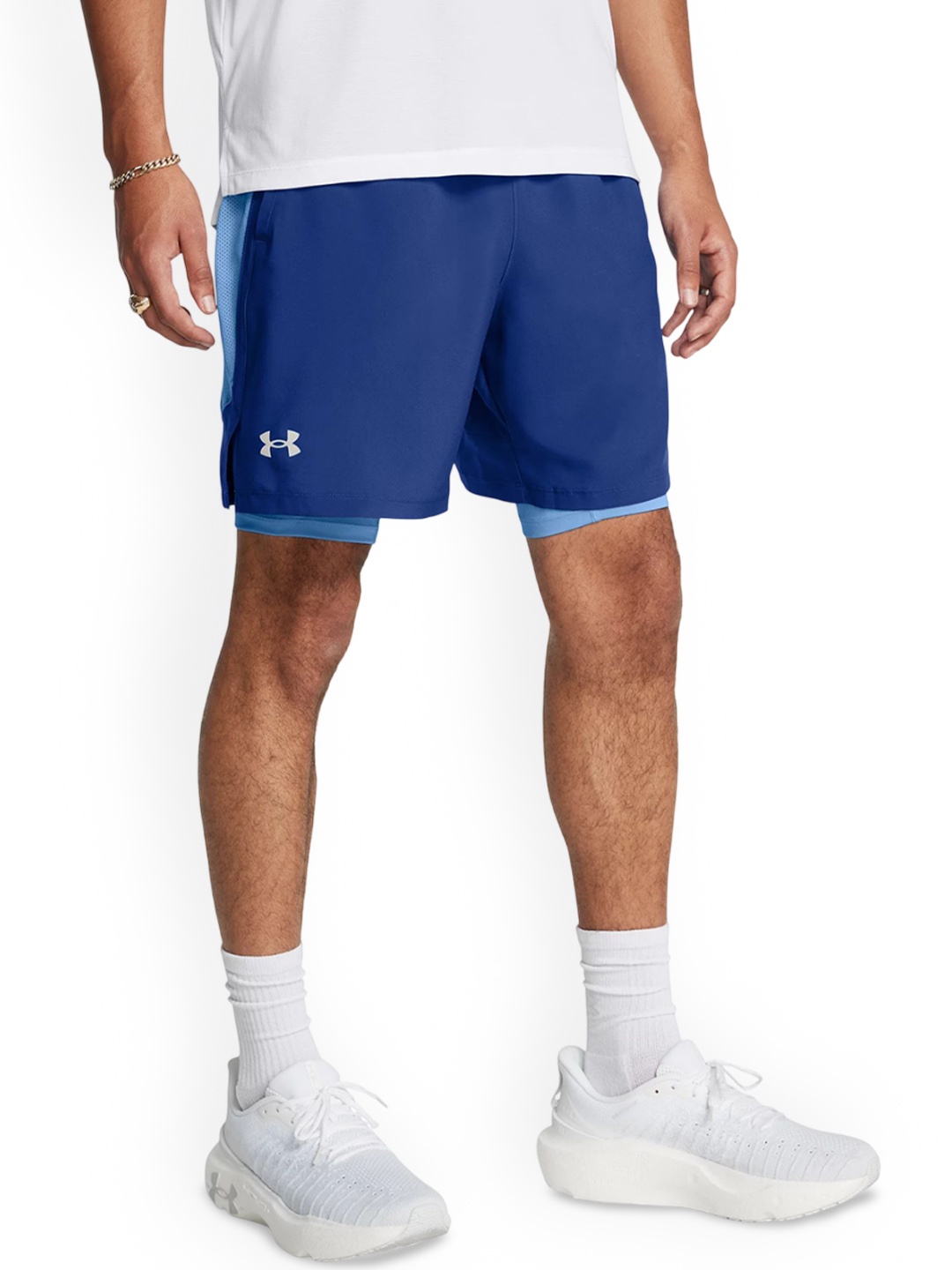 

UNDER ARMOUR Men Slim-Fit Mid-Rise Sports Shorts, Blue