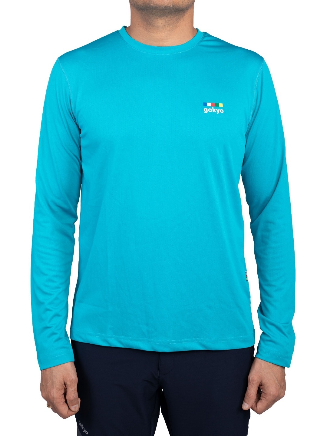 

GOKYO Men Solid Round Neck T-shirt, Turquoise blue