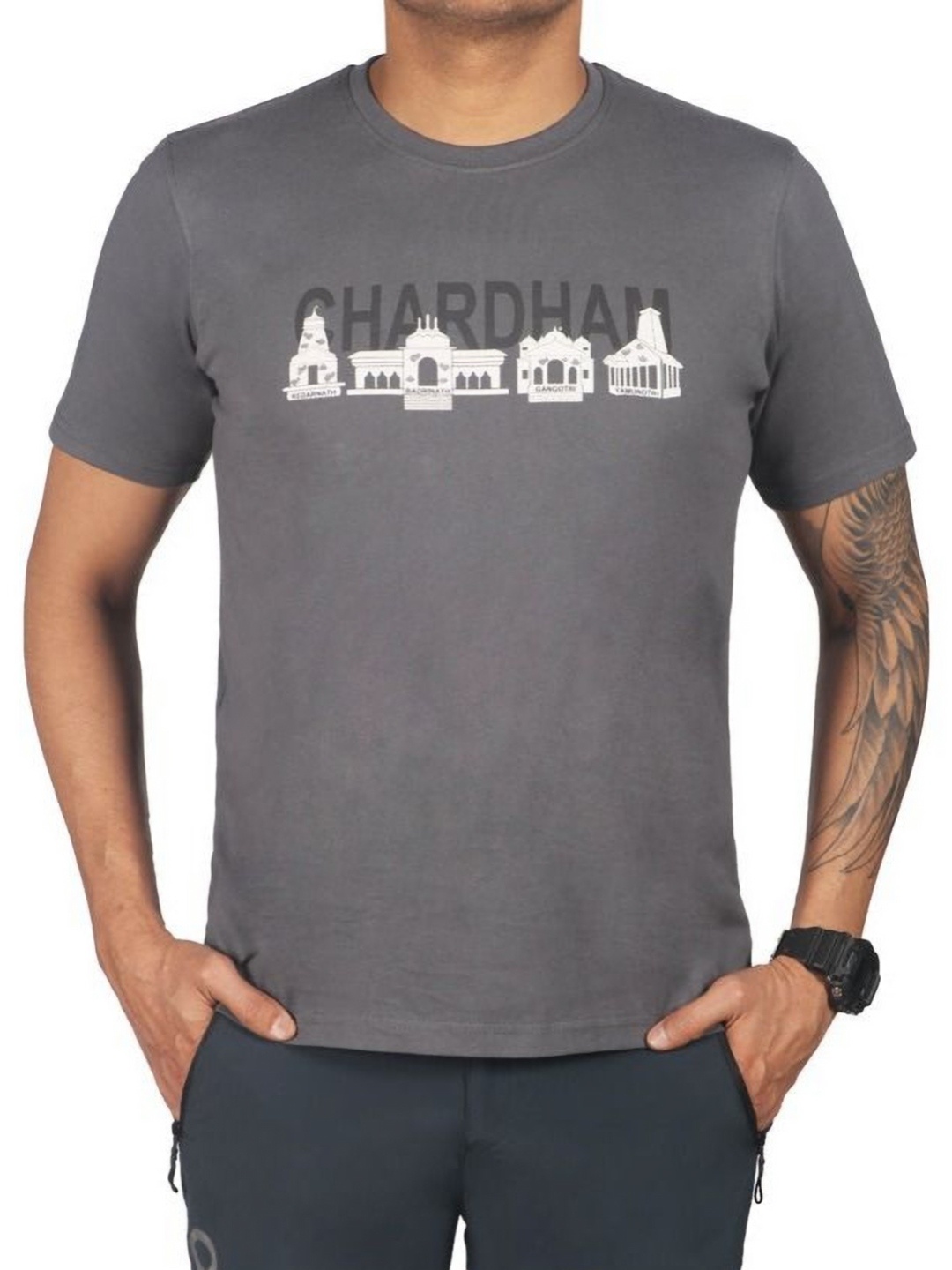 

GOKYO Men Typography Printed Round Neck T-shirt, Grey