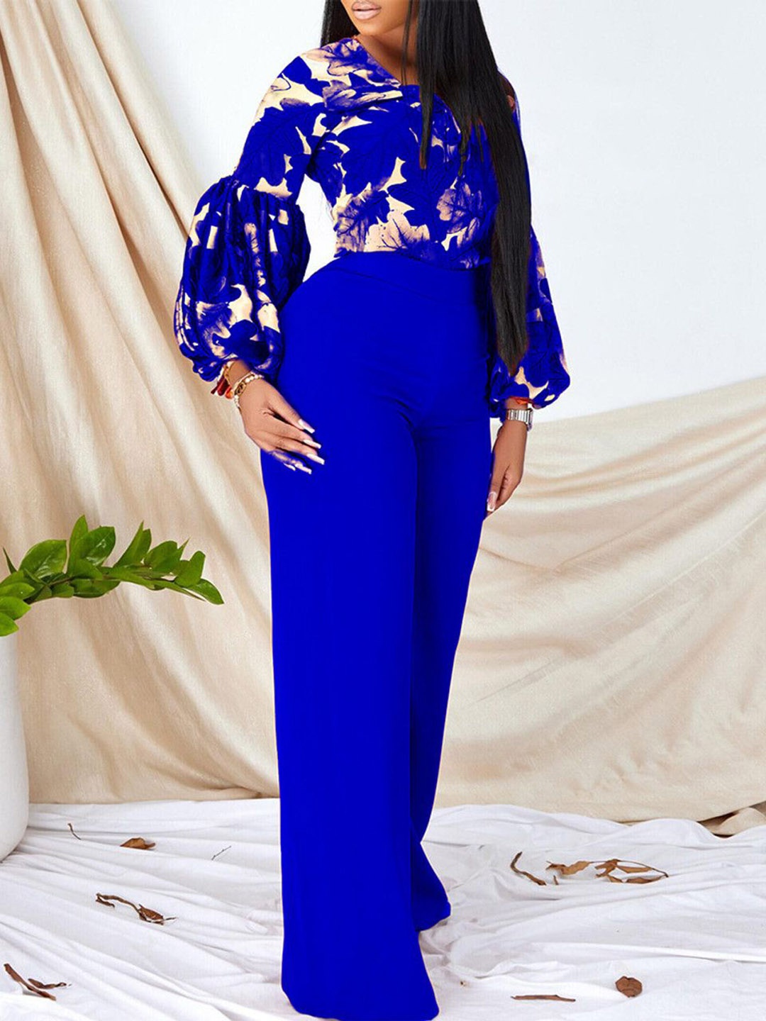

Errabelly Printed Top With Trousers Co-Ords, Blue
