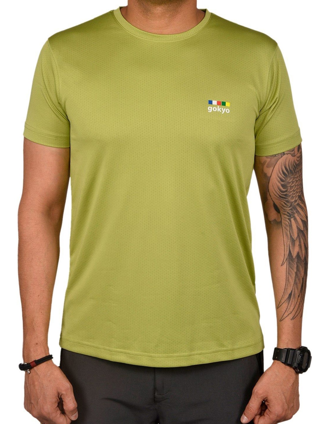 

GOKYO Men Solid Round Neck T-shirt, Green