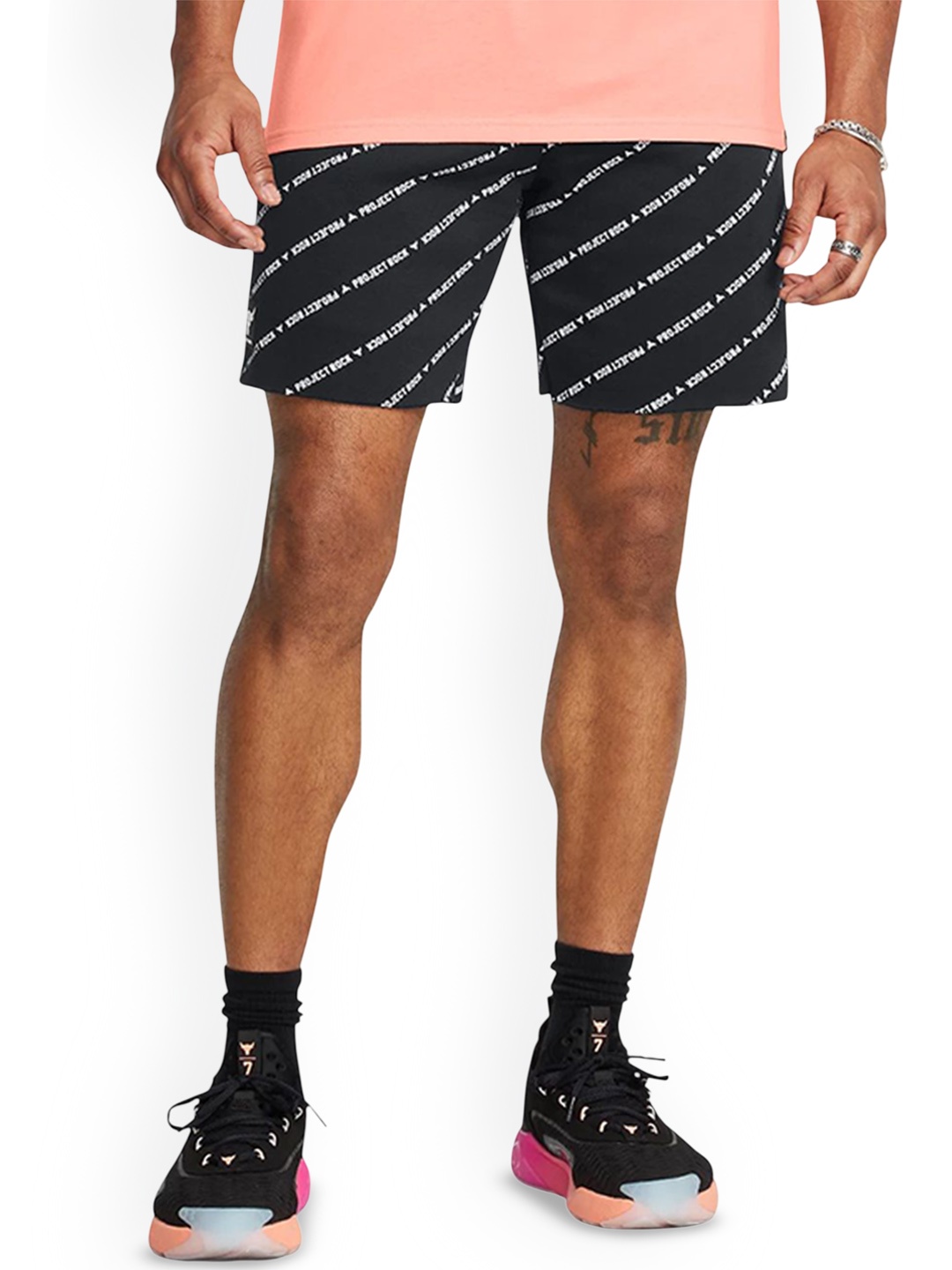 

UNDER ARMOUR Men Project Rock Icon Fleece Printed Badge Of Honor Shorts, Black
