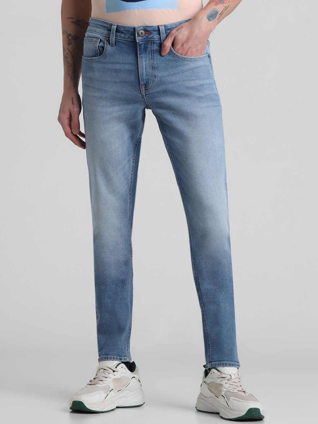 

Jack & Jones Men Low-Rise Slim Fit Heavy Fade Stretchable Jeans, Blue