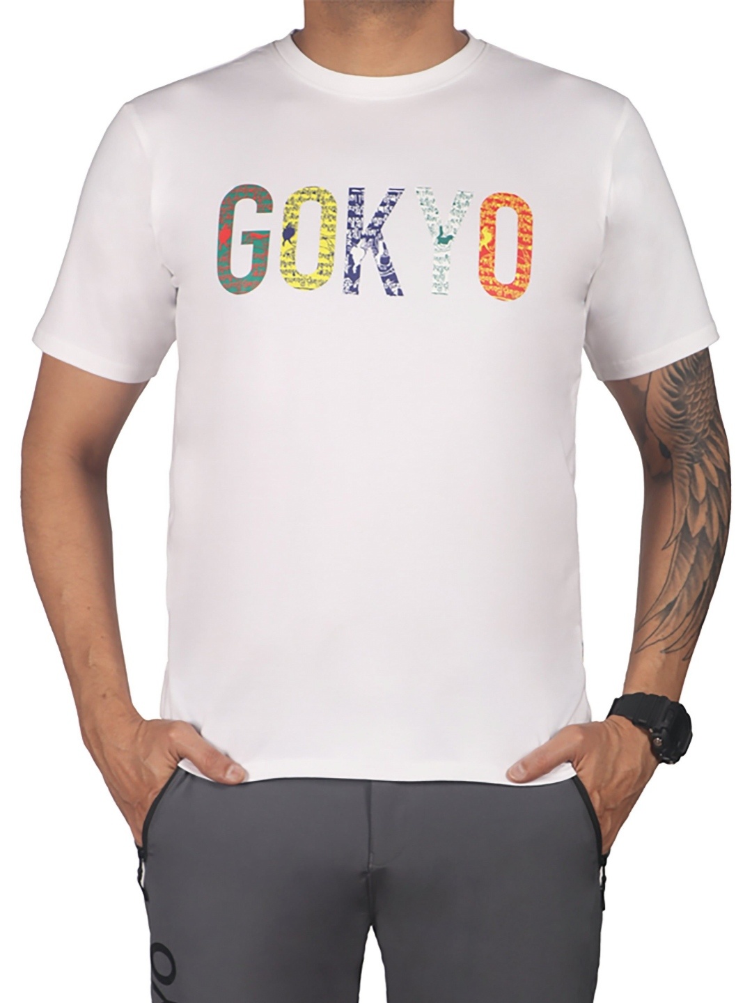 

GOKYO Men Typography Printed Round Neck T-shirt, White
