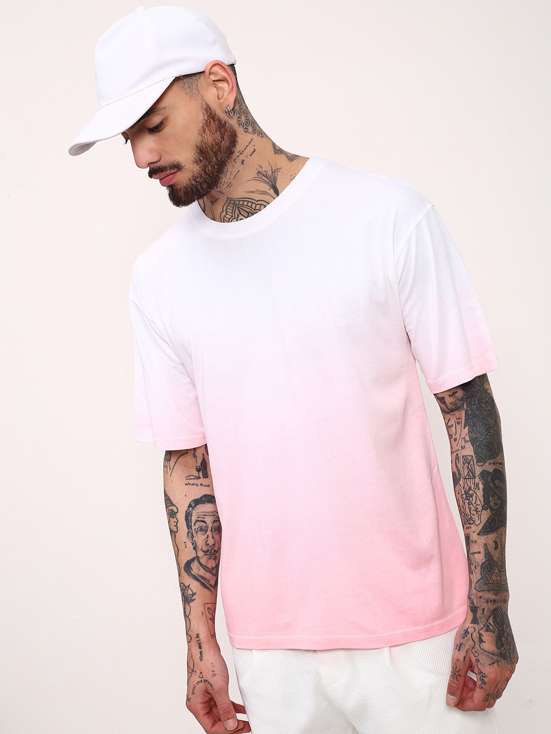 

SHOWOFF Men Ombre Round Neck Relaxed Fit Cotton T-shirt, Pink